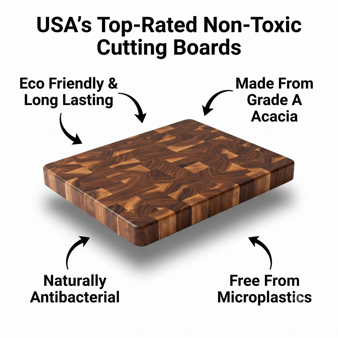 Close-up of a wood cutting board surface showing the grain