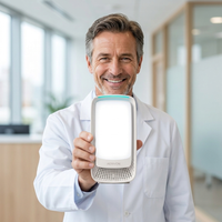 Aerivon Plug-In Air Purifier held by doctor — designed in USA lab