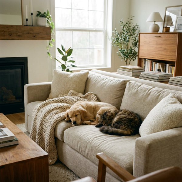 Dog sleeping on a couch