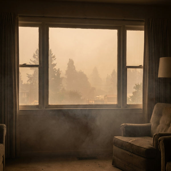 Hazy outdoor air seen through a window